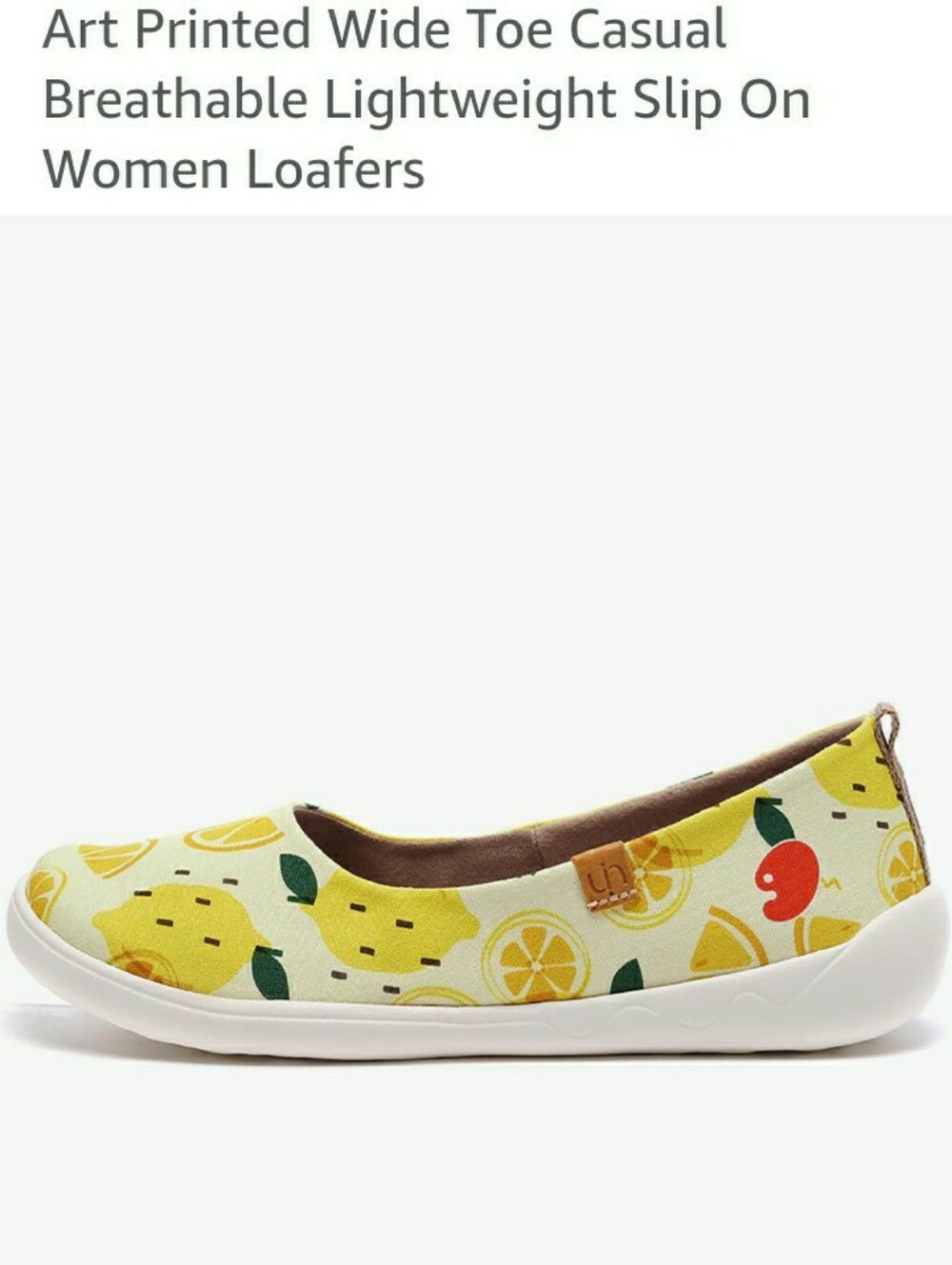 UIN Yellow Lemon Print Slip-On Loafers for Women